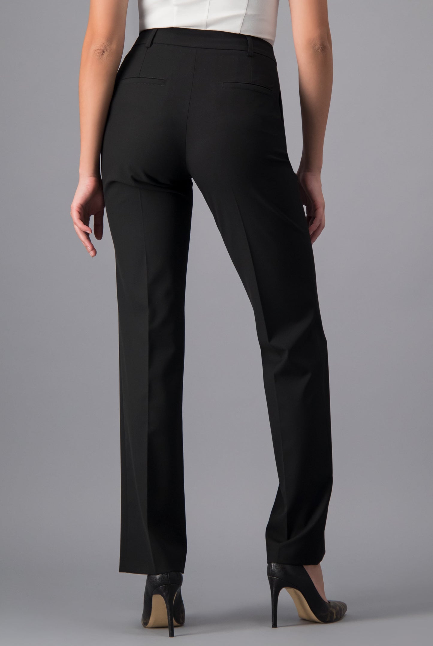 Pantalón recto presillas Negro