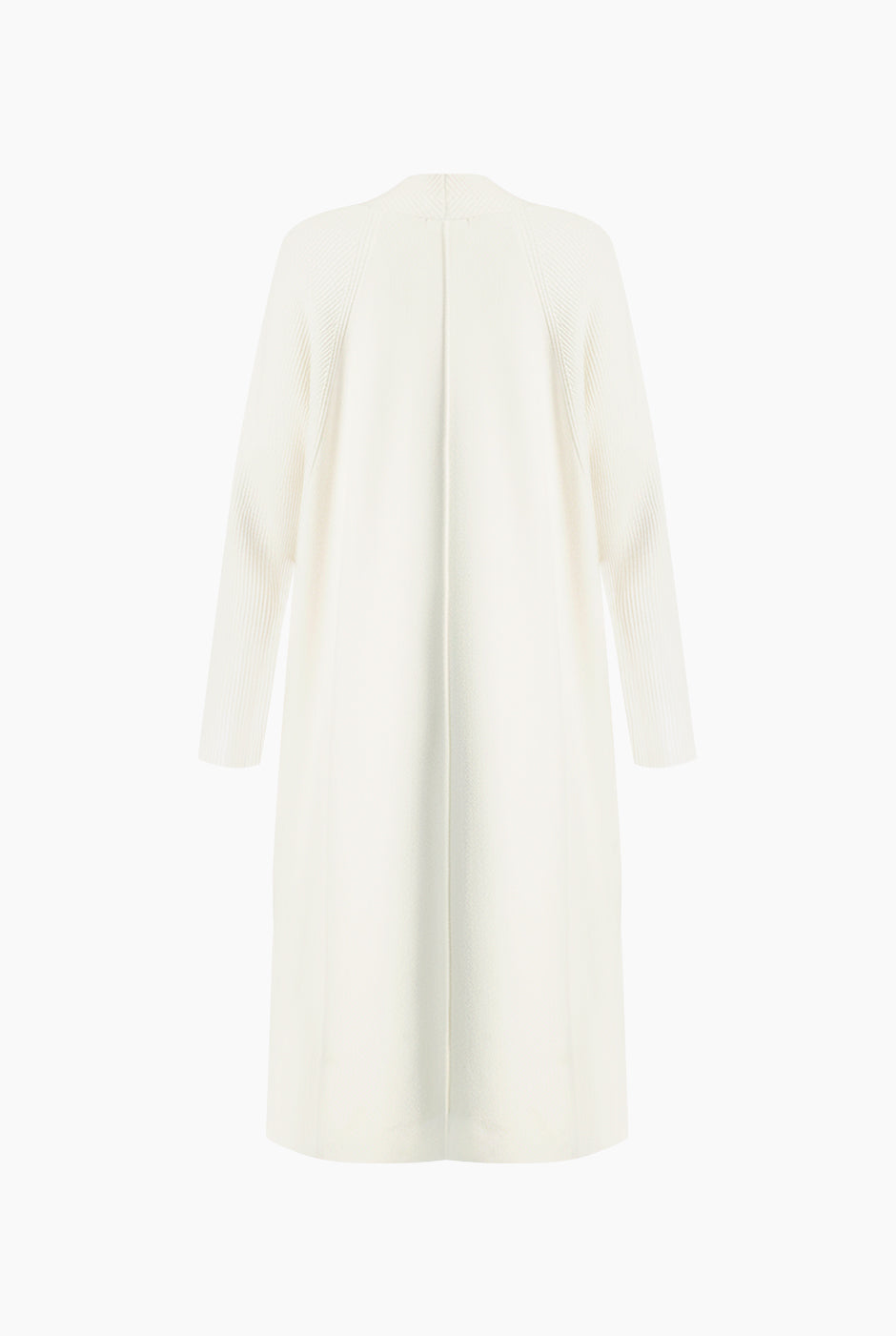 Cárdigan largo tejido blanco con bolsillos delanteros