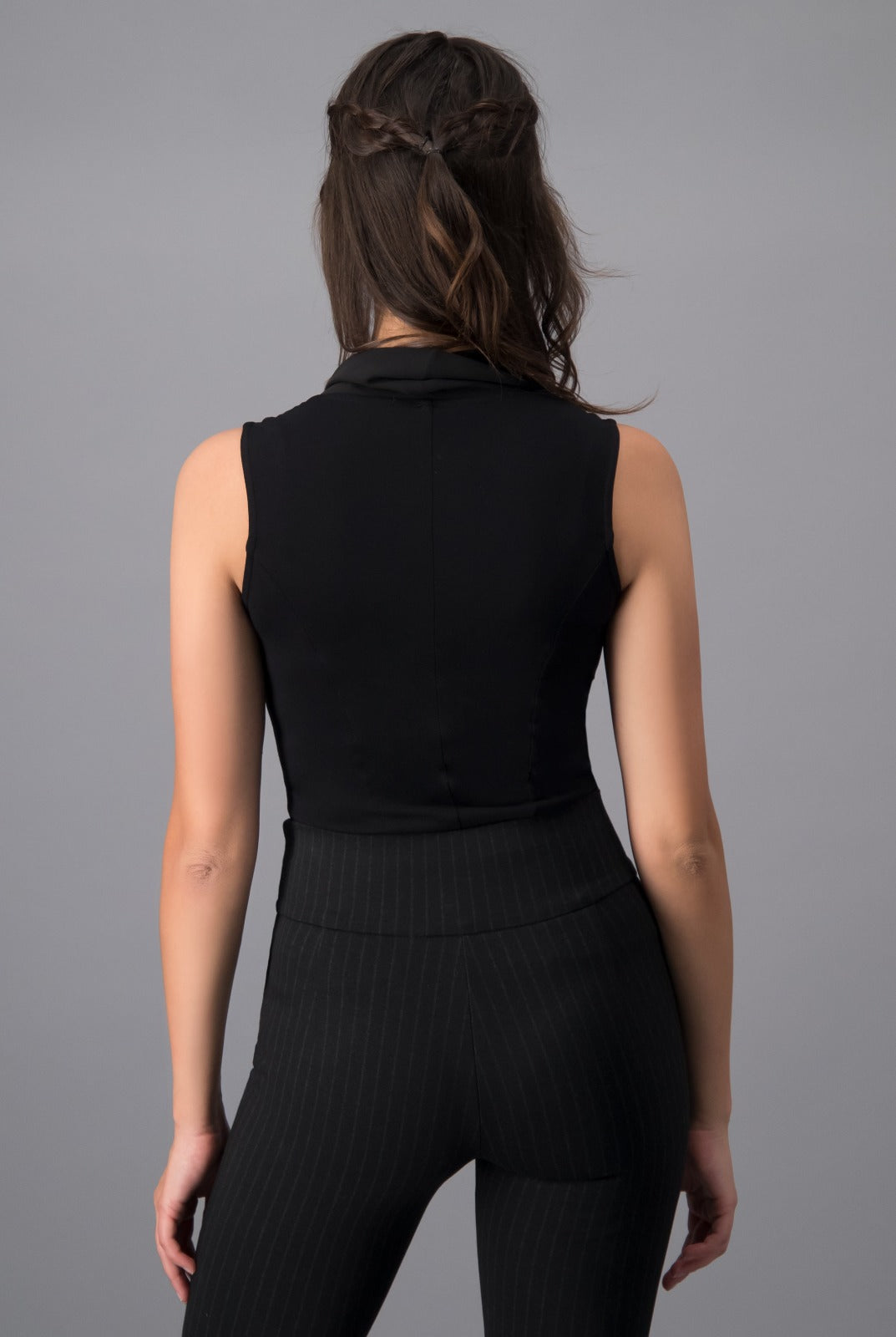 Body Drapeado sin mangas Negro