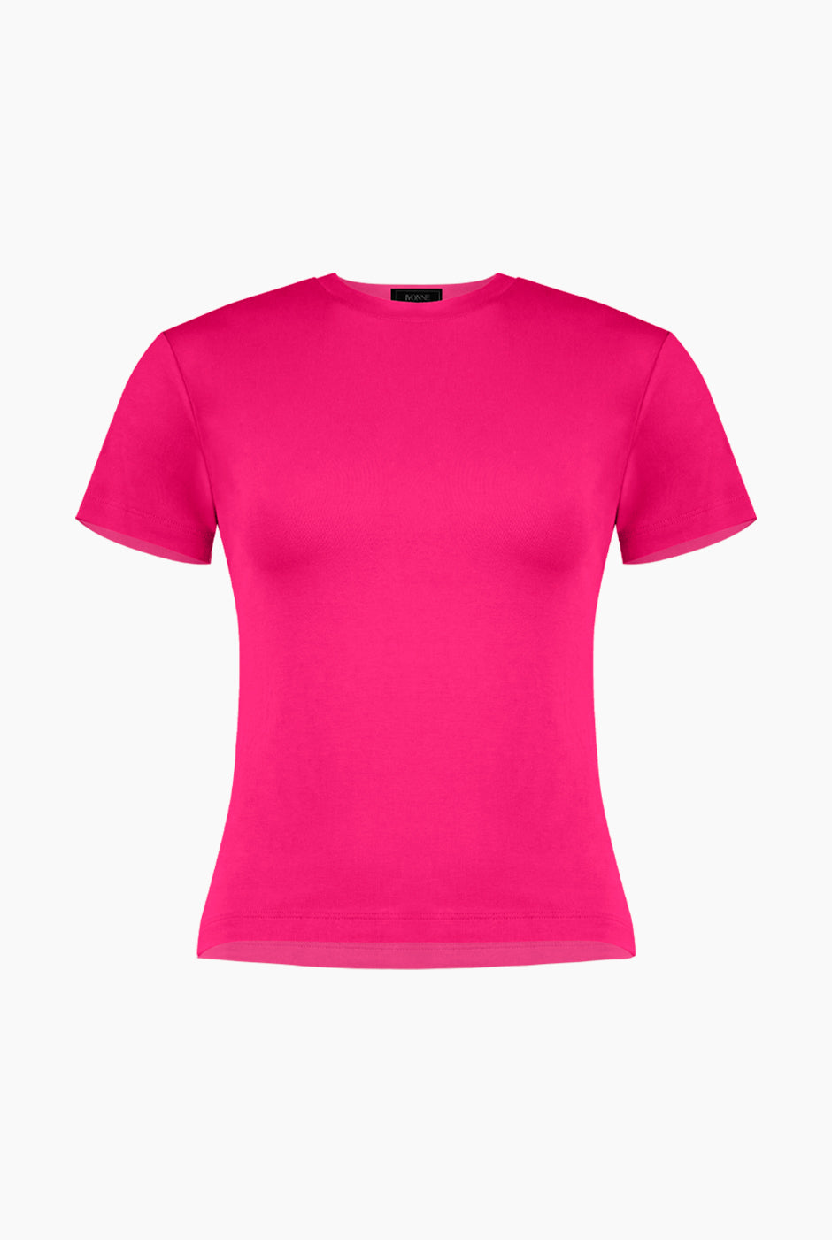 Playera básica recta rosa con cuello redondo y manga corta