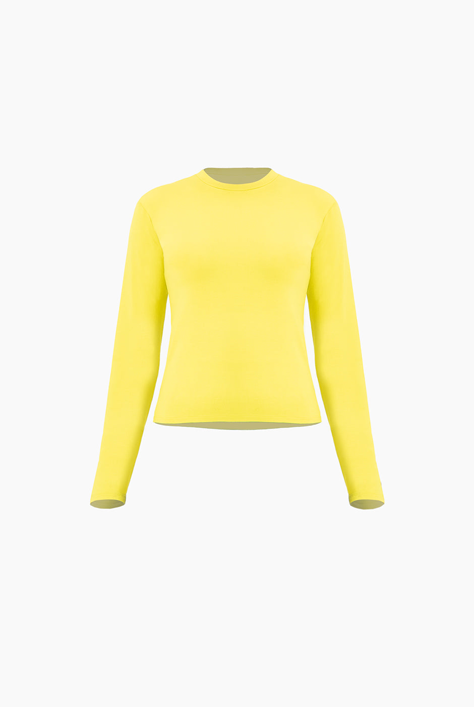 Playera básica verde claro de manga larga y cuello redondo