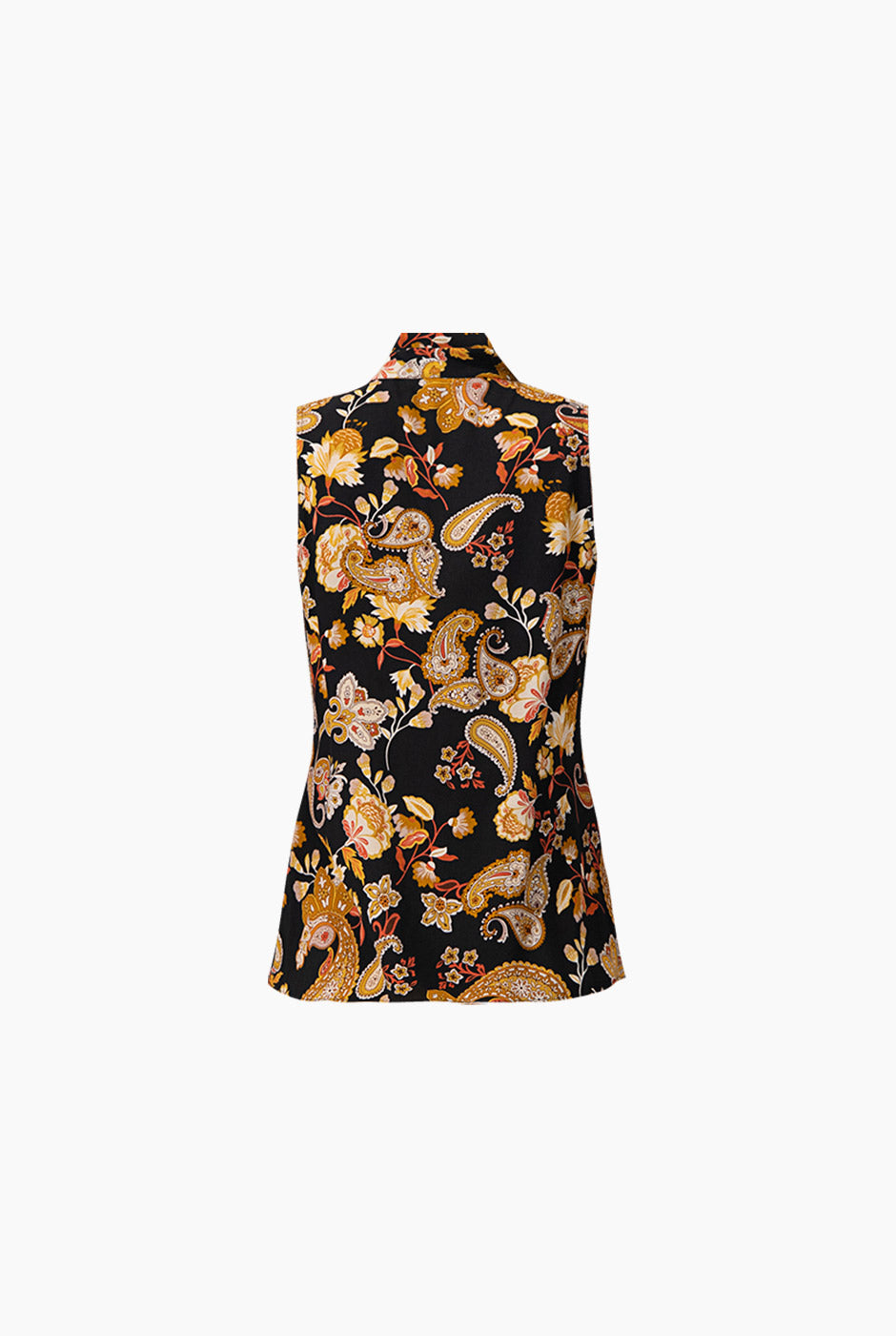 Blusa estampada multicolor con cintas en cuello y escote en V