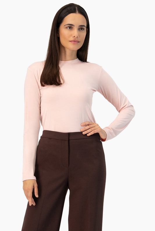 Playera básica lisa manga larga color palo de rosa