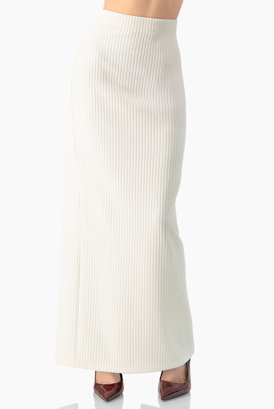 Falda lápiz larga natural con cierre y abertura trasera