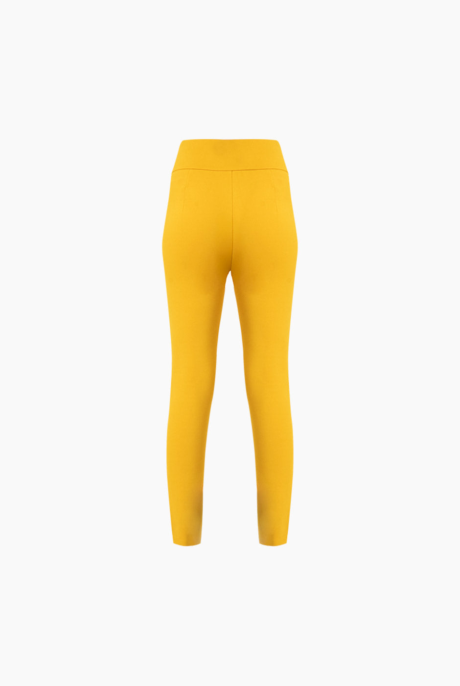 Pantalón slim amarillo con botones decorativos en la cintura