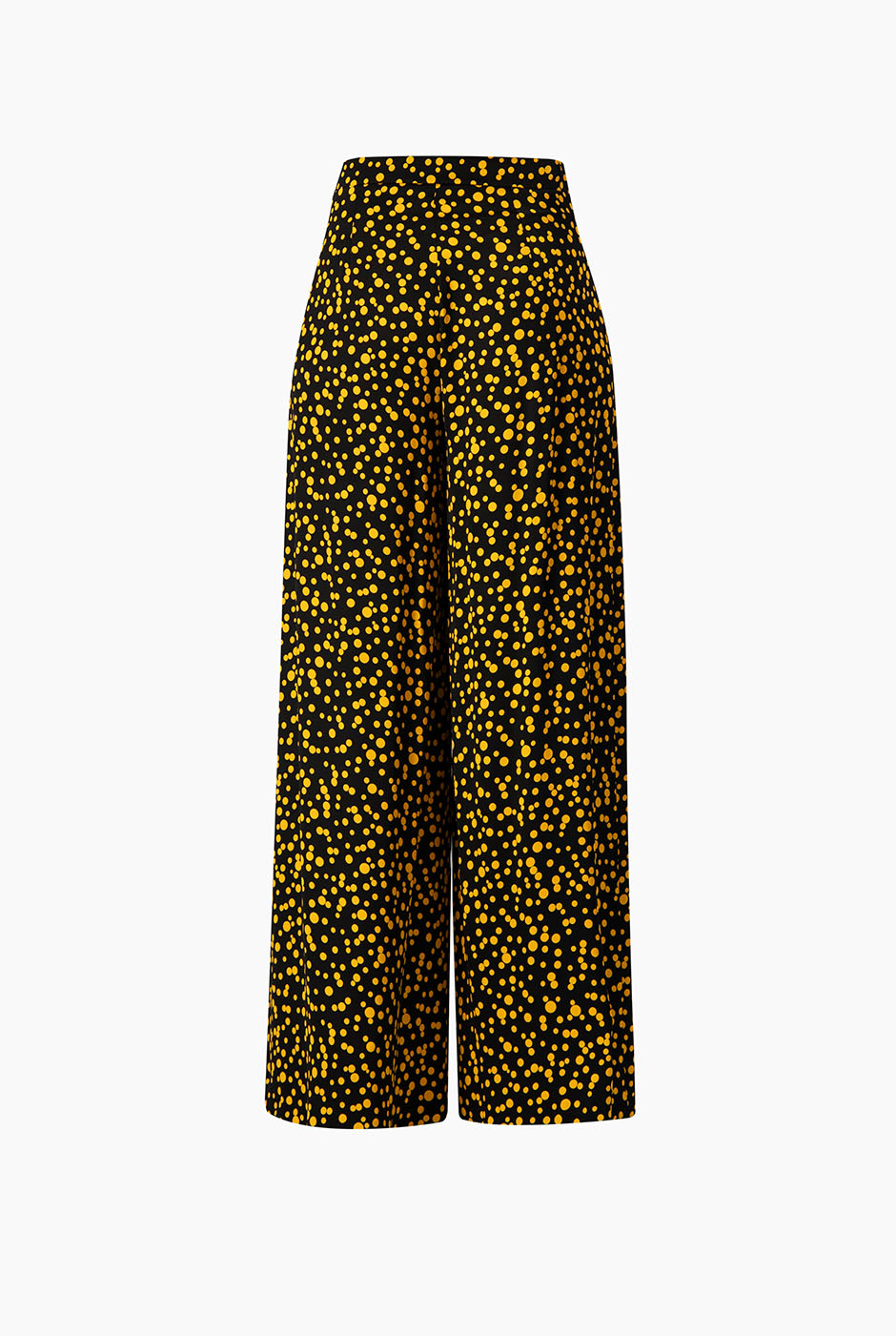 Pantalón negro de lunares amarillos con pierna amplia
