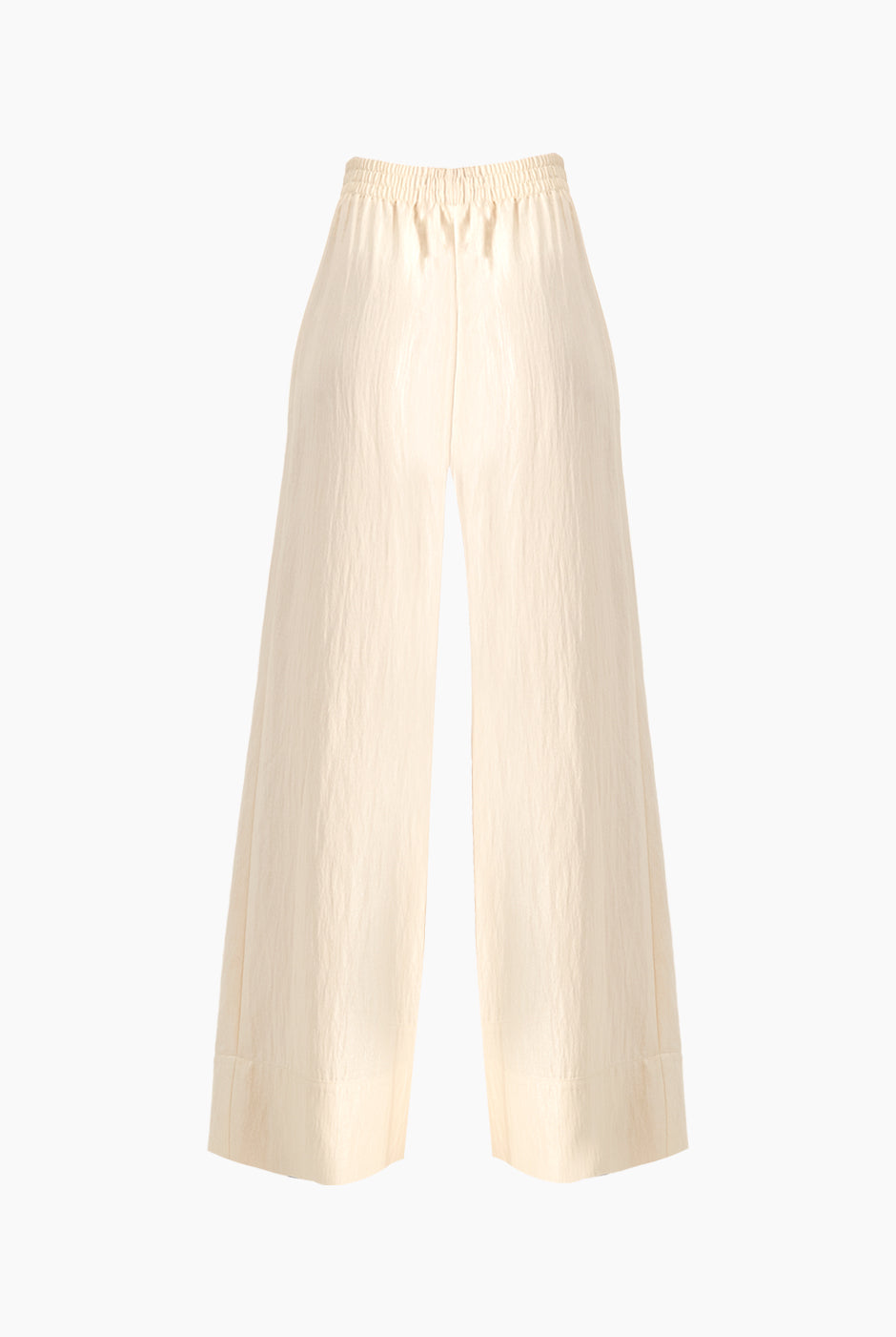 Pantalón amplio natural con cintura elástica y dobladillo suelto
