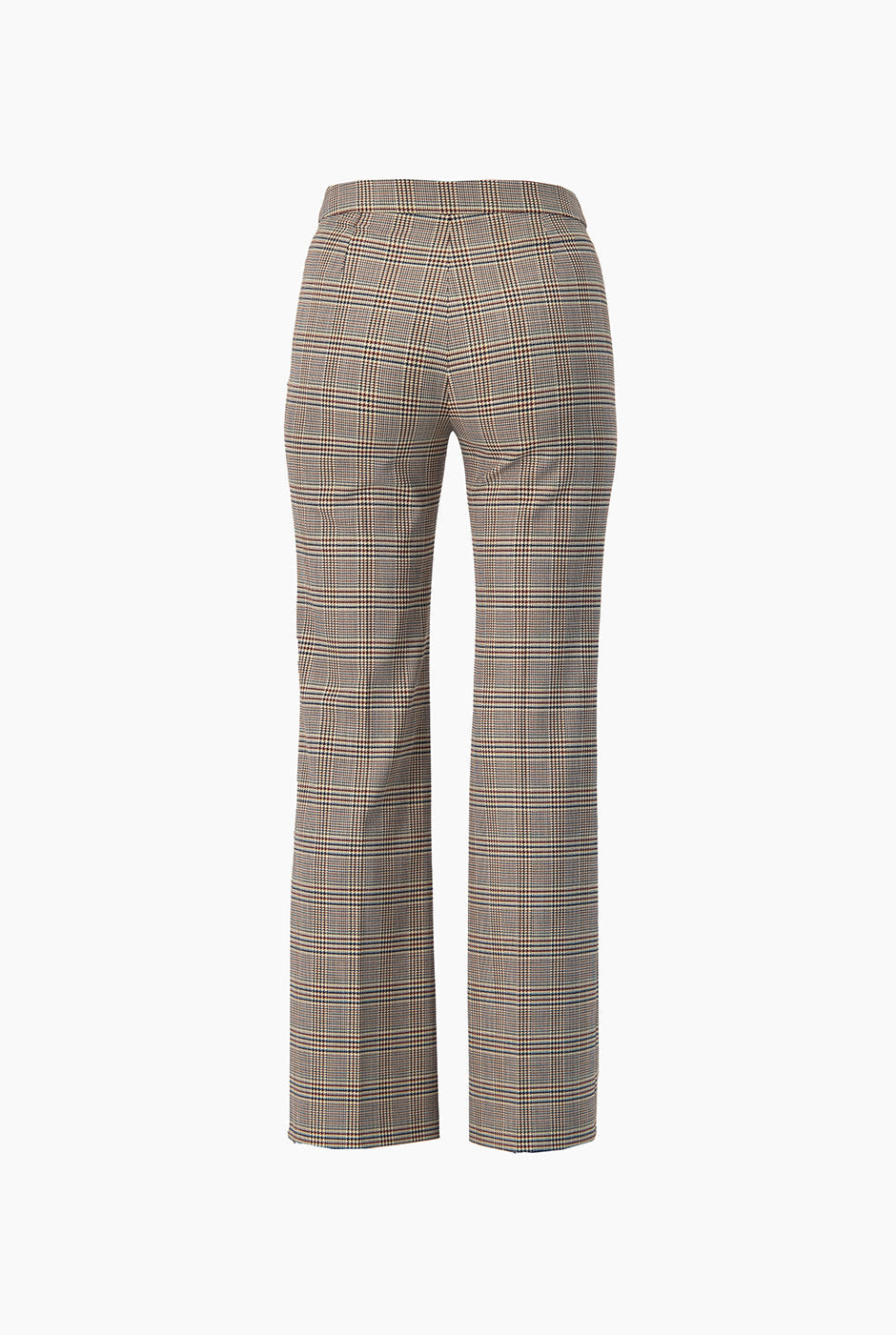 Pantalón recto multicolor con estampado de cuadros y pinzas traseras