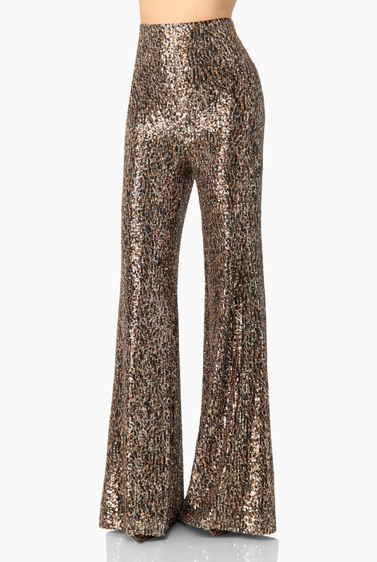Pantalón acampanado de lentejuelas multicolor Ivonne