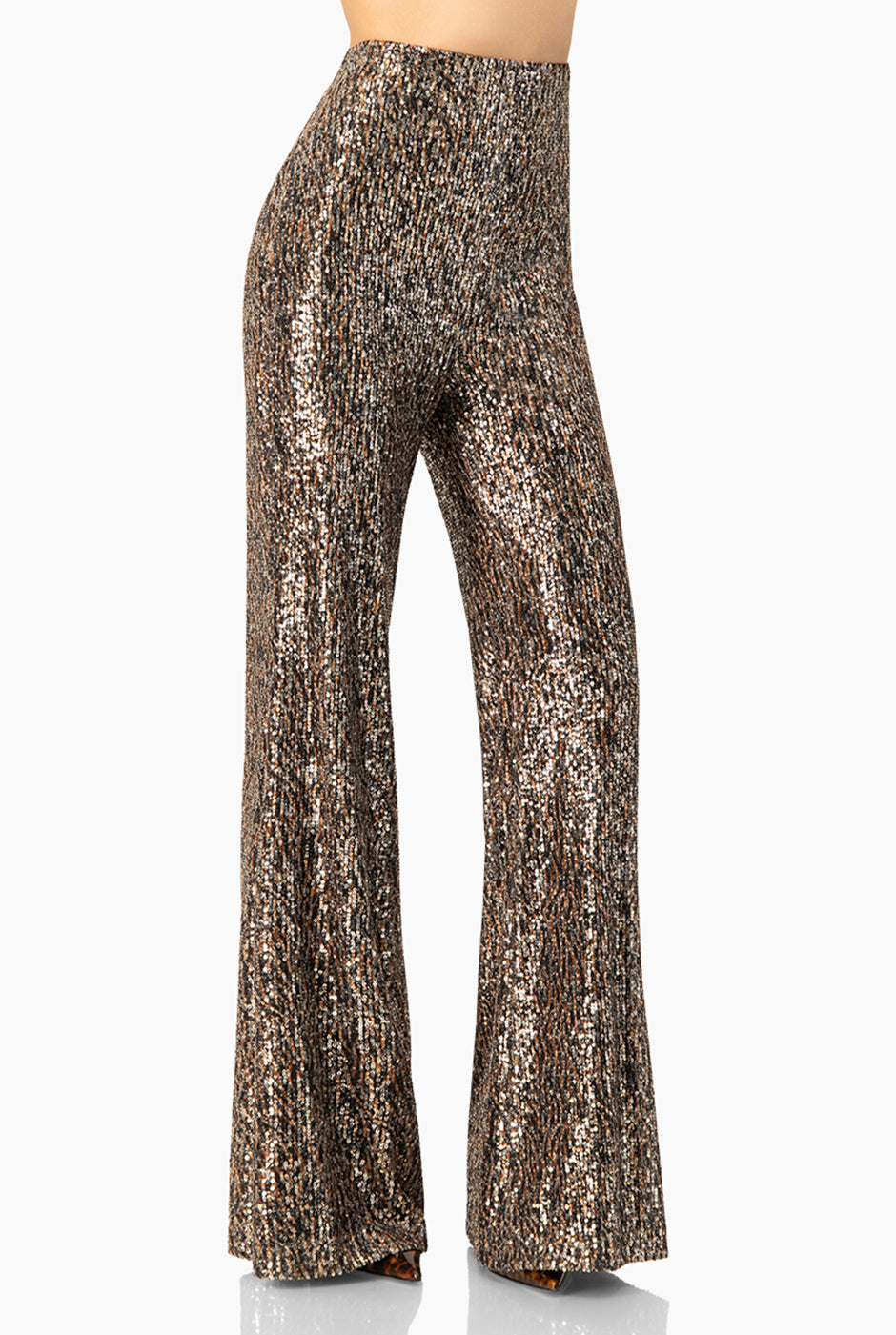 Pantalón acampanado de lentejuelas multicolor Ivonne