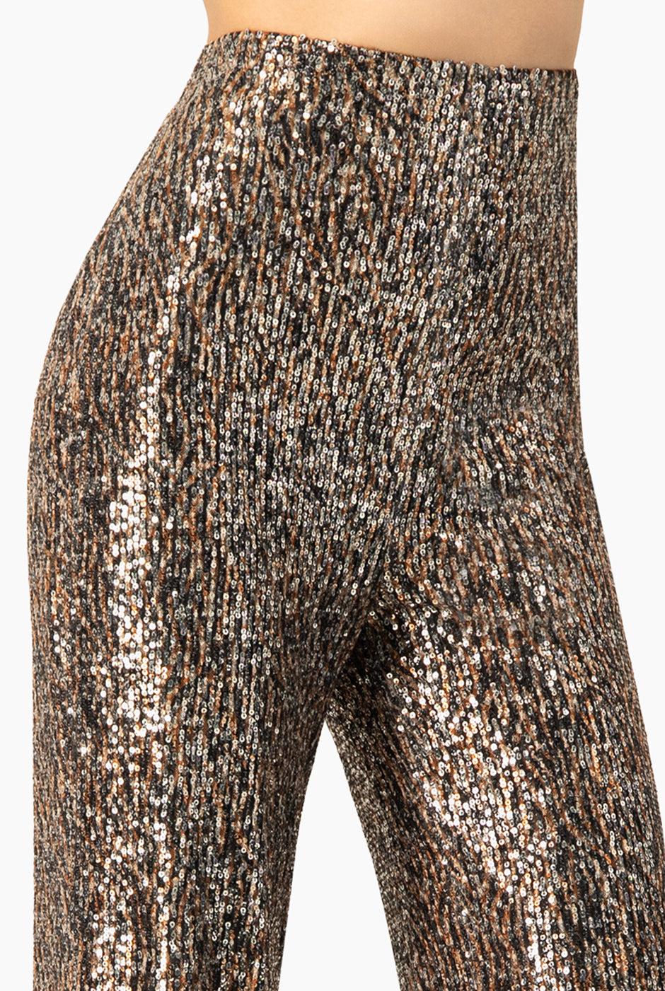 Pantalón acampanado de lentejuelas multicolor Ivonne