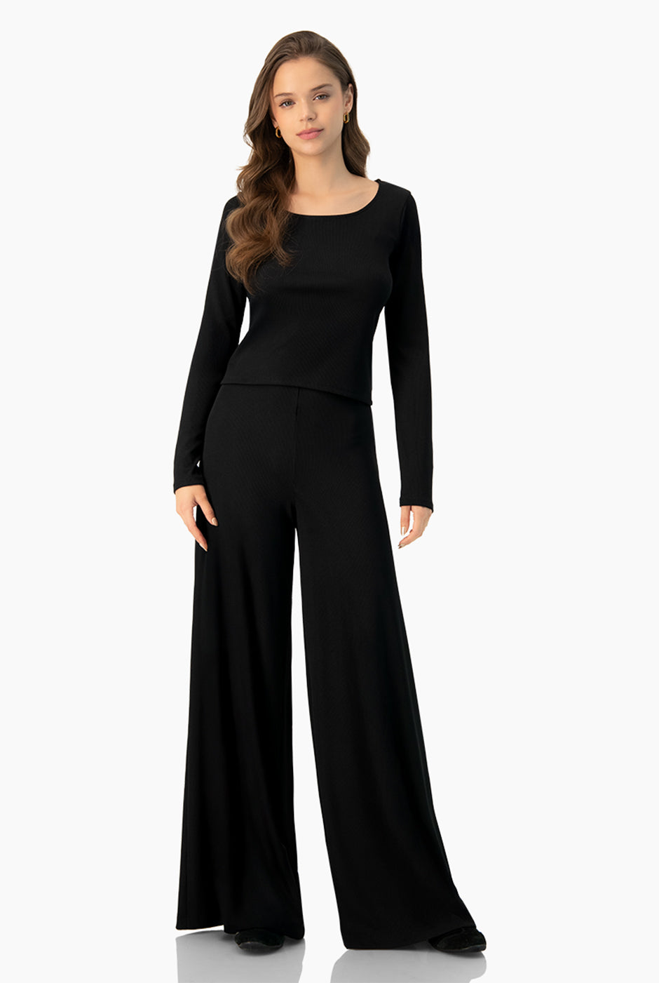 Pantalón culotte negro sin bolsillos y elástico