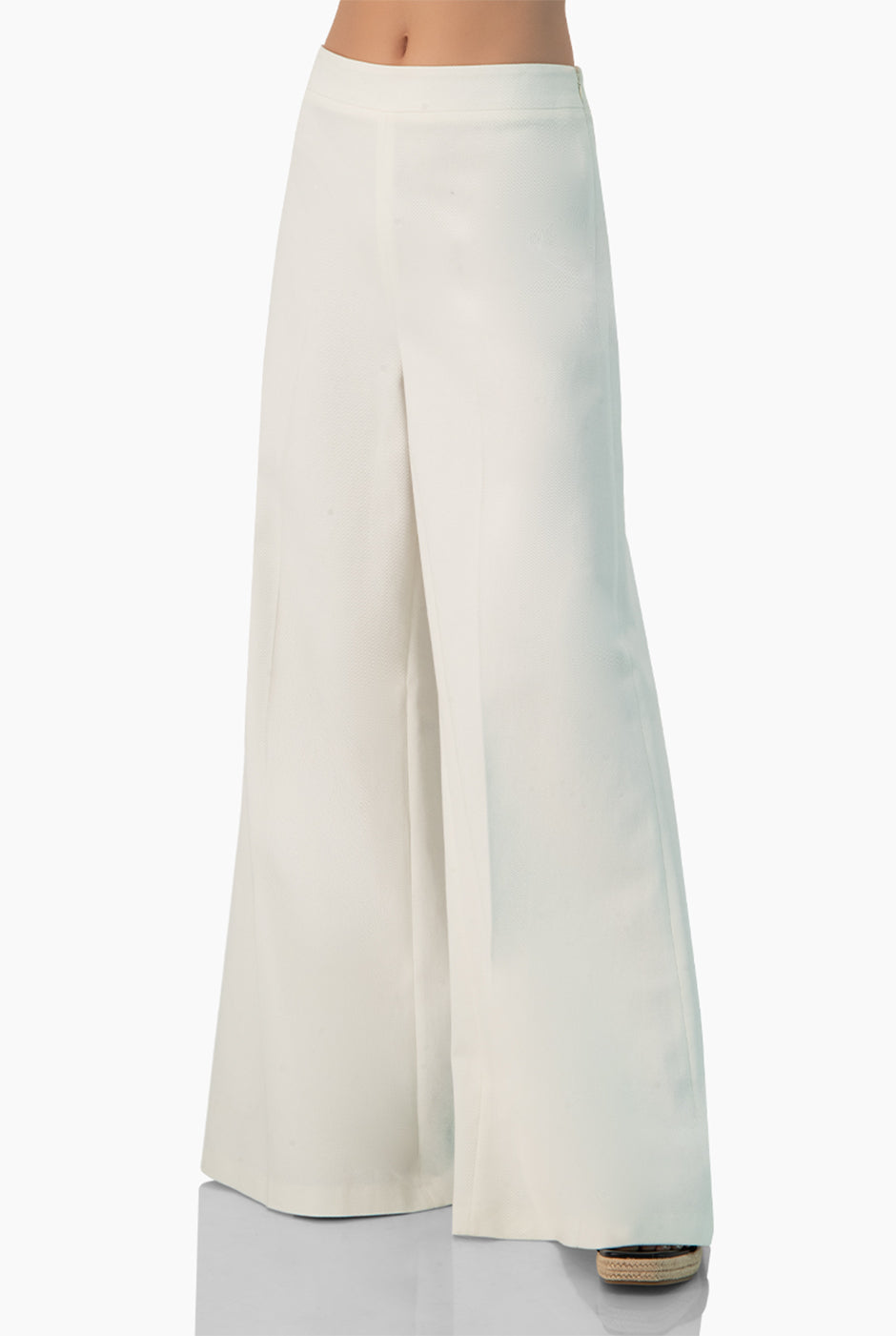 Pantalón culotte blanco de pierna amplia sin bolsillos