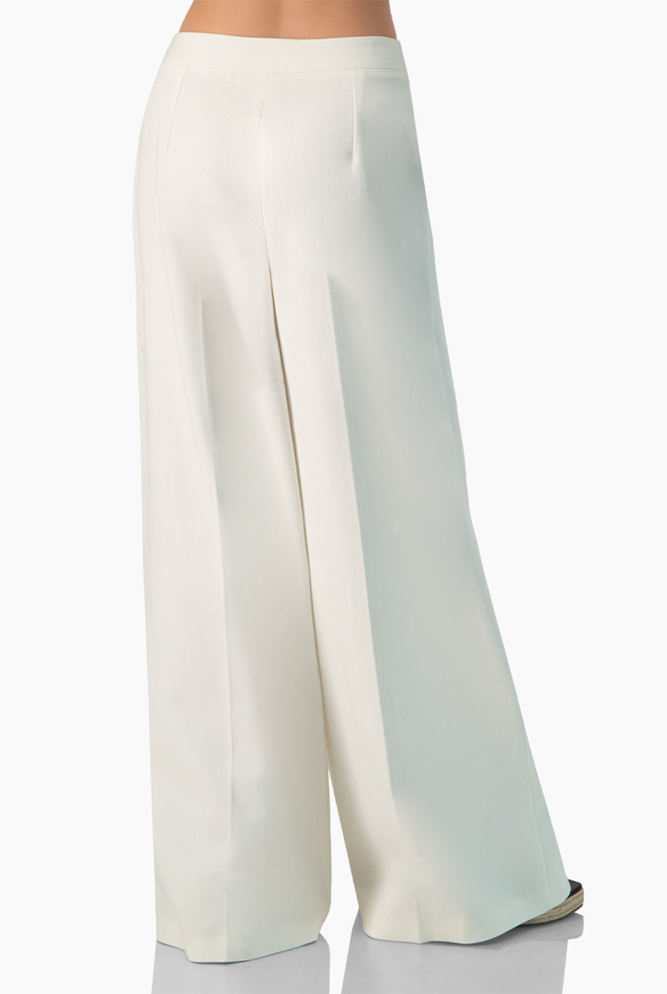 Pantalón culotte blanco de pierna amplia sin bolsillos
