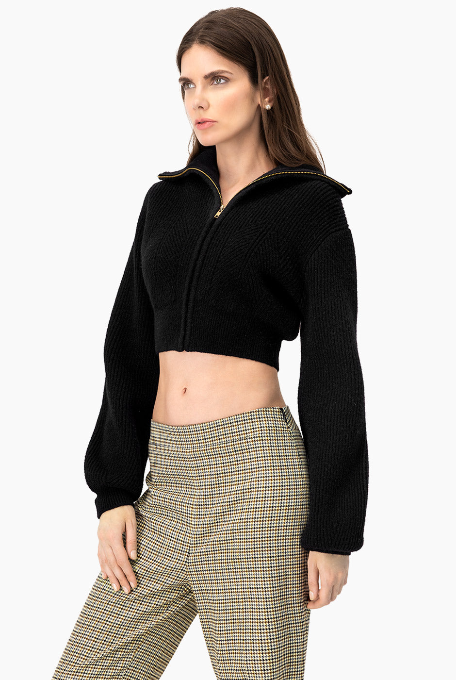 Cárdigan negro con cierre frontal y mangas largas