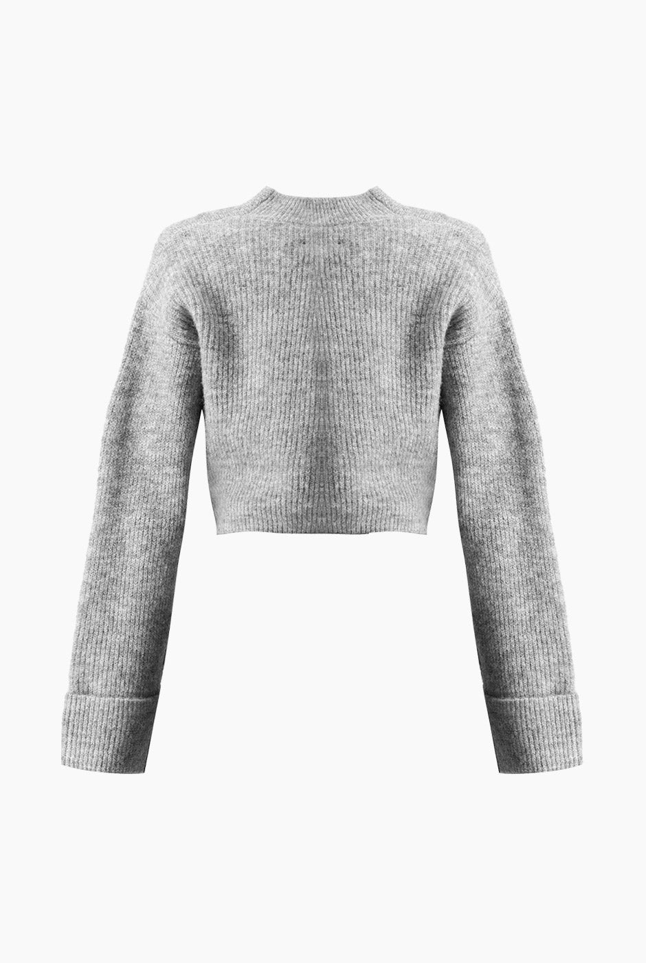 Suéter corto jaspe con diseño anudado y mangas largas