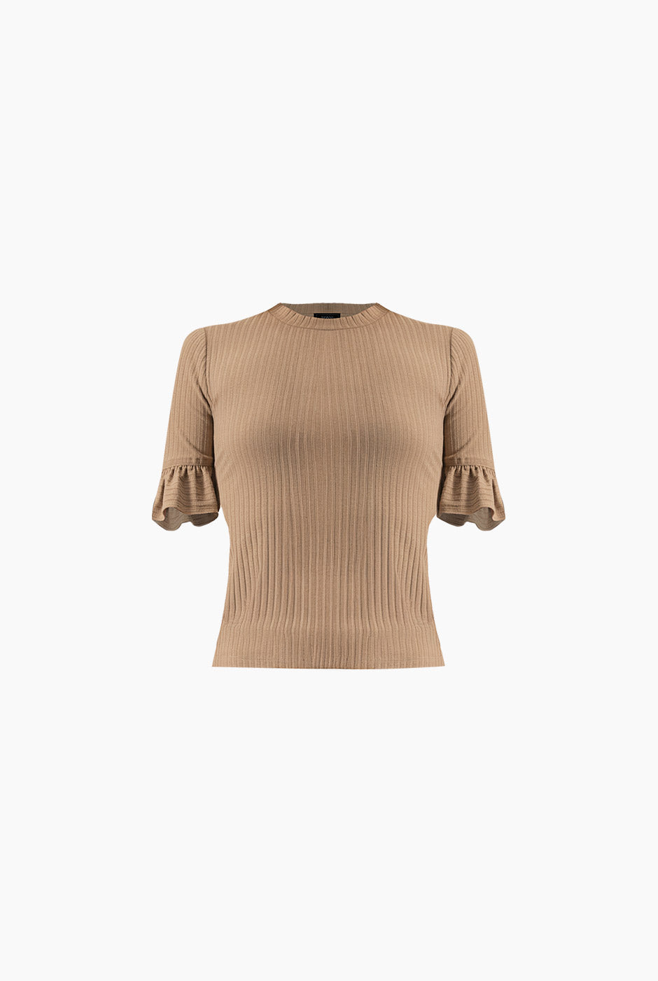Blusa de manga volantes beige